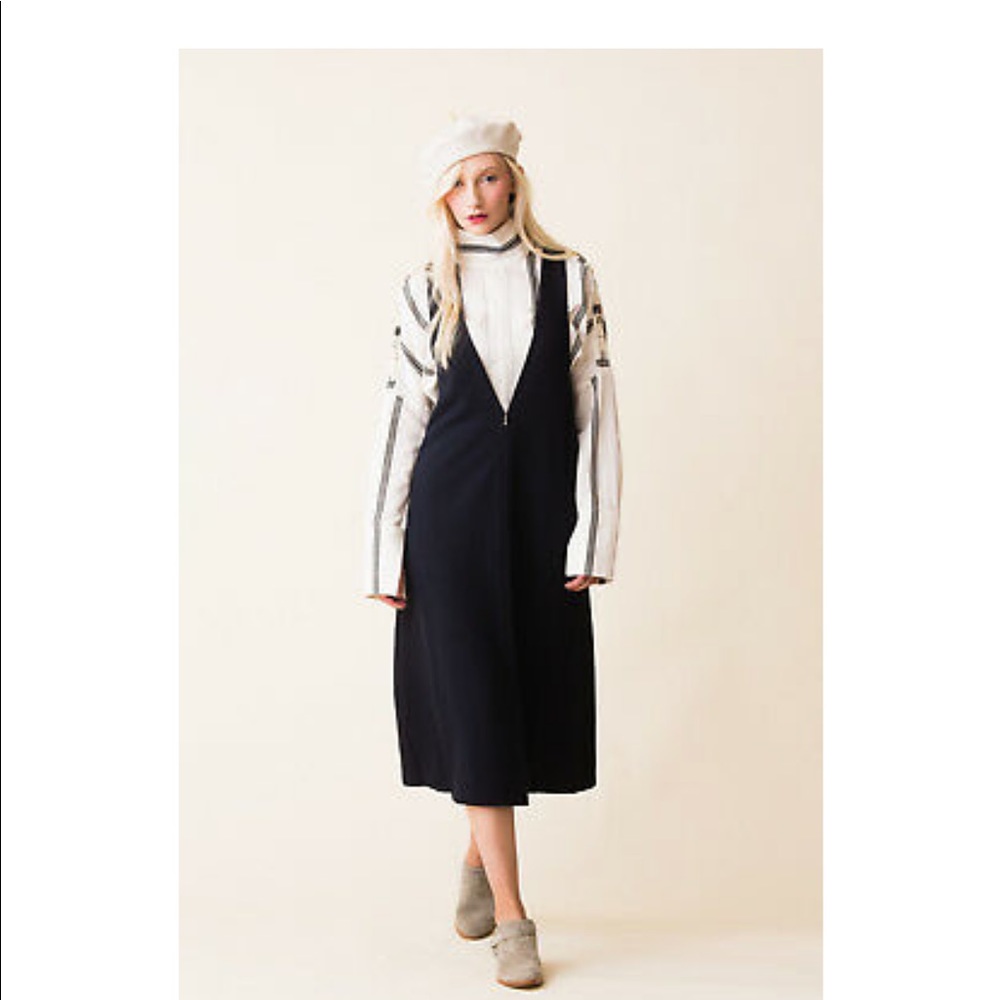 Tibi Mica Crepe Navy Midi Dress NWT